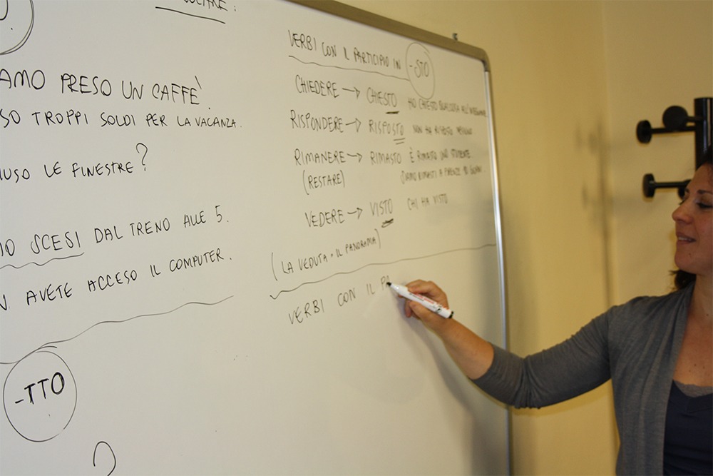 Teacher Nadia in an Italan grammar class in Florence