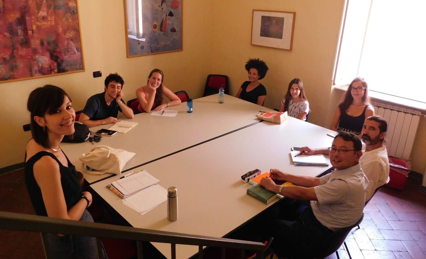 Students in a language class at Parola Italian language school